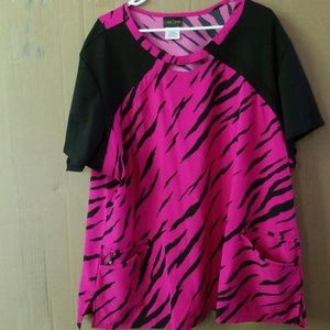 Zebra print scrub top